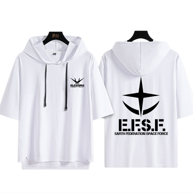 男女兼用 フッド付き カジュアル 半袖 Tシャツ U-13434