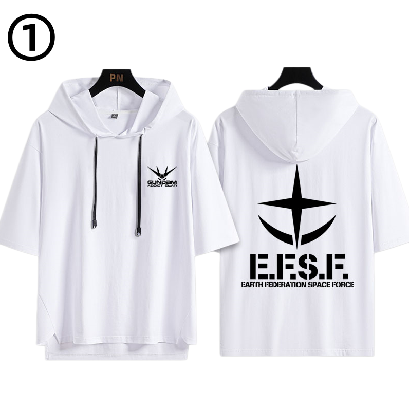 男女兼用 フッド付き カジュアル 半袖 Tシャツ U-13434