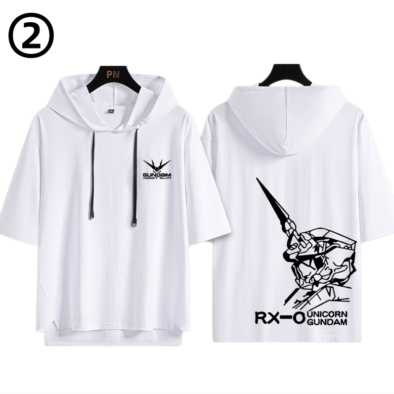 男女兼用 フッド付き カジュアル 半袖 Tシャツ U-13434