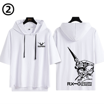 男女兼用 フッド付き カジュアル 半袖 Tシャツ U-13434