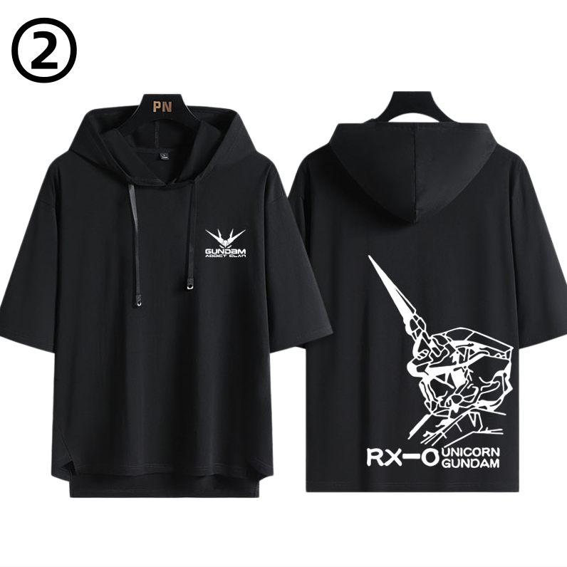 男女兼用 フッド付き カジュアル 半袖 Tシャツ U-13434