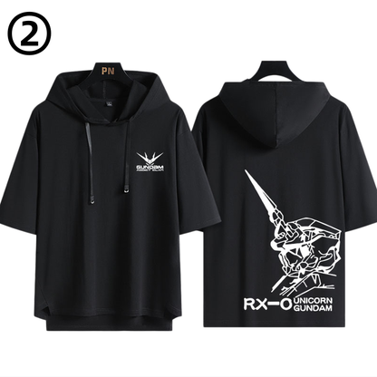 男女兼用 フッド付き カジュアル 半袖 Tシャツ U-13434
