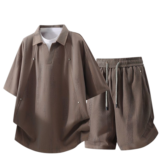 男女兼用 レイヤード Tシャツ & ショーツ セットアップ U-80086