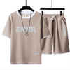 男女兼用 プリント 配色 Tシャツ & ショーツ セットアップ U-80090