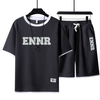 男女兼用 プリント 配色 Tシャツ & ショーツ セットアップ U-80090
