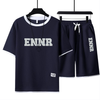 男女兼用 プリント 配色 Tシャツ & ショーツ セットアップ U-80090