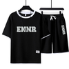 男女兼用 プリント 配色 Tシャツ & ショーツ セットアップ U-80090