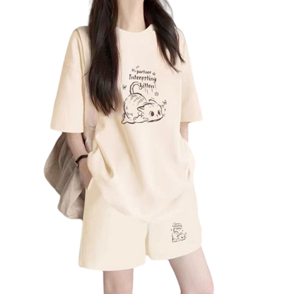 早い者勝ち プリント Tシャツ & ショーツ セットアップ U-80092