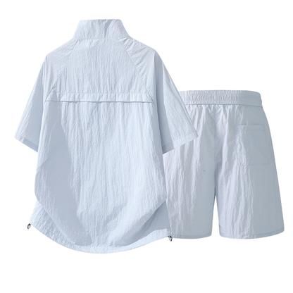 接触冷感 吸汗速乾 男女兼用 トップス & ショーツ セットアップ U-80099