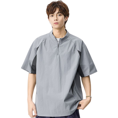 速乾通気素材 軽量 ジップ Tシャツ U-80105