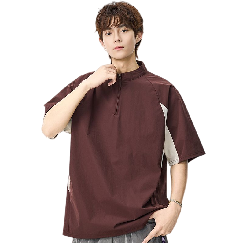 速乾通気素材 軽量 ジップ Tシャツ U-80105