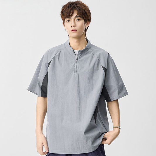 速乾通気素材 軽量 ジップ Tシャツ U-80105