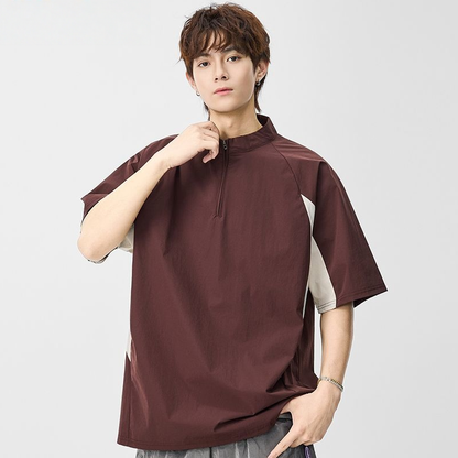 速乾通気素材 軽量 ジップ Tシャツ U-80105