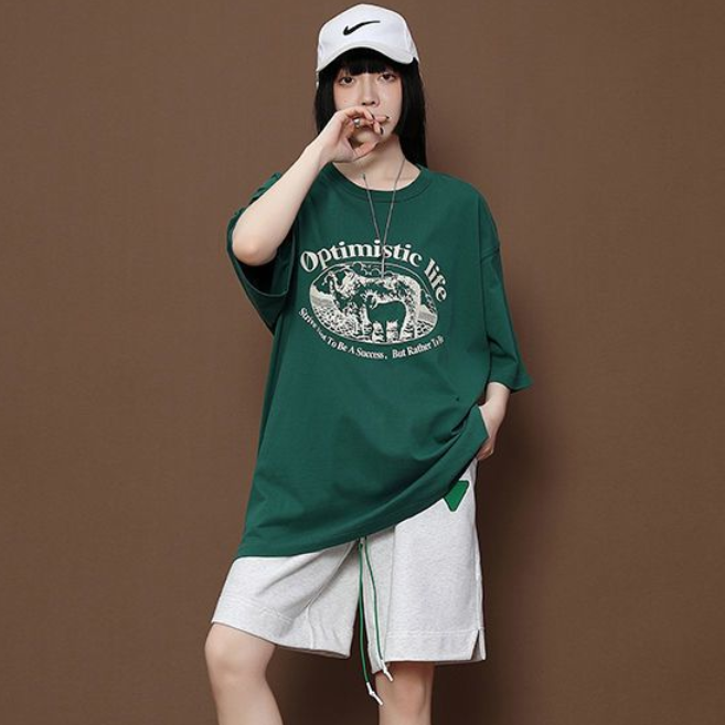 売れ筋 ゆったり Tシャツ & ショーツ セットアップ U-80109