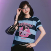 男女兼用 プリント 配色 ボーダー カジュアル Tシャツ F-13497