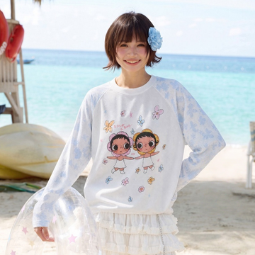 可愛い プリント ゆったり 甘カジュアル 長袖 Tシャツ F-13501