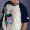 男女兼用 配色 ゆったり ルーズシルエット 甘カジュアル Tシャツ F-13503