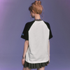 男女兼用 配色 ゆったり ルーズシルエット 甘カジュアル Tシャツ F-13503