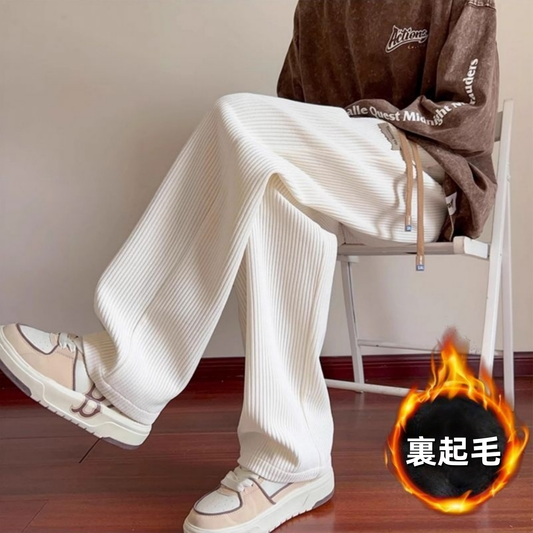売れ筋アイテム 裏起毛 ゆるワイド 防寒 男女兼用 カジュアル パンツ U-80194