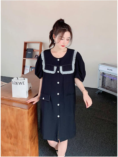 新商品 カジュアル 定番シンプル 切り替え ワンピース<U-8386>