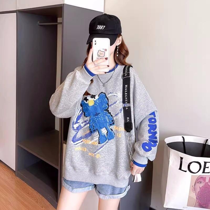売り切れ必至レイヤード  グラフィックプリント 三色スウェット＜U-4079＞