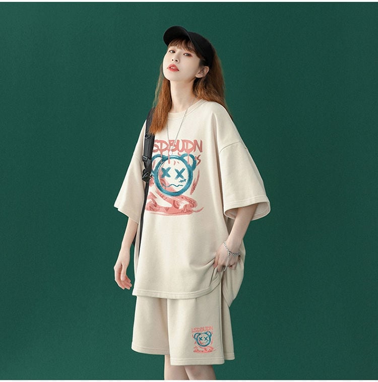 早い者勝ち  半袖Ｔシャツⅹパンツセット全4色 男女兼用<U-6554>