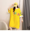 夏新作 アルファベット オーバーサイズ フリル プリントTシャツ 三色 ゆったり半袖＜U-3009＞