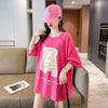 超人気商品 ロング アルファベット プリントTシャツ 三色 ゆったり半袖 ＜U-4019＞