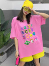 売り切れ必至 プリント三色 個性派 ゆったり 半袖Tシャツ ＜U-8462＞