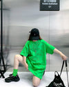 売り切れ必至 ゆったり ファッション感満々 ロング丈 3色半袖Tシャツ＜U-9086＞