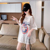 ハイエンドデザインセンスレース中空ルーズミドル丈半袖Tシャツ<U-3035>