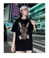 合わせやすい ビジュー ウサギ ロング Tシャツ ゆったり 半袖 ＜U-2887＞