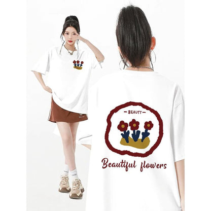 超人気 スウィート カジュアル プリント 全8色 半袖 Tシャツ <U-8939>