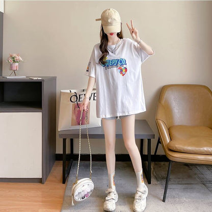 デザイン感 切り替え チャーミング プリント Tシャツ カットソー＜U-3409＞