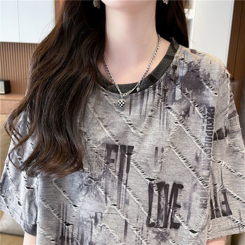 話題沸騰中 カジュアル 個性派 プリント ゆったり 半袖Tシャツ＜U-8572＞