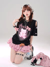 着回し力抜群 レース スウィートプリント 全2色 半袖Tシャツ ＜U-8711＞
