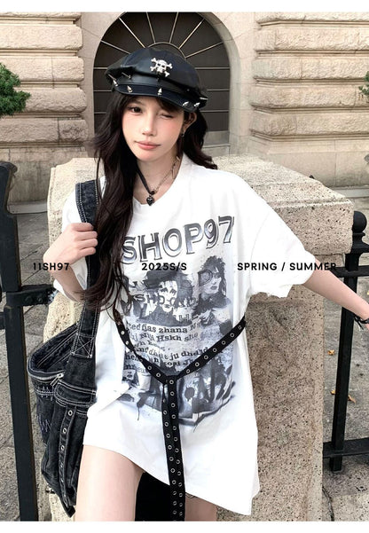 美人度アップ 絶対流行 売れ筋 早い者勝ち カジュアル 2色選択 Tシャツ<U-11522>
