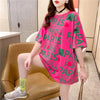 個性的なデザイン プリント お値段以上 Tシャツ カットソー ワンピース＜U-3302＞