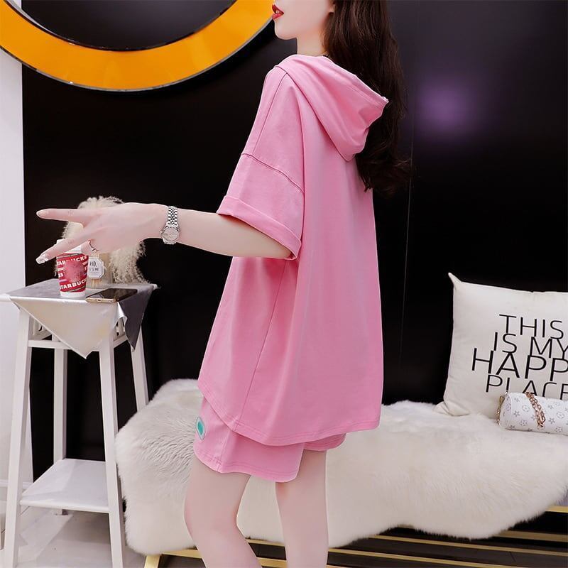 オシャレ度満点 Tシャツ＋ショートパンツ ゆったり感アップ セットアップ＜U-3466＞
