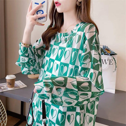 好感度満載 ラウンドネック 美感いっぱい プリント Tシャツ カットソー＜U-2869＞
