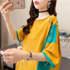 韓国風漫画刺繍ワッペン半袖Tシャツ<U-2991>