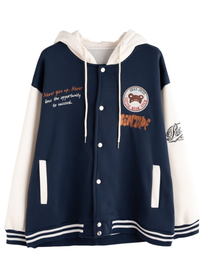 【裏起毛】超人気商品  厚手フード付きスタジャン 全2色パーカ<U-4675>