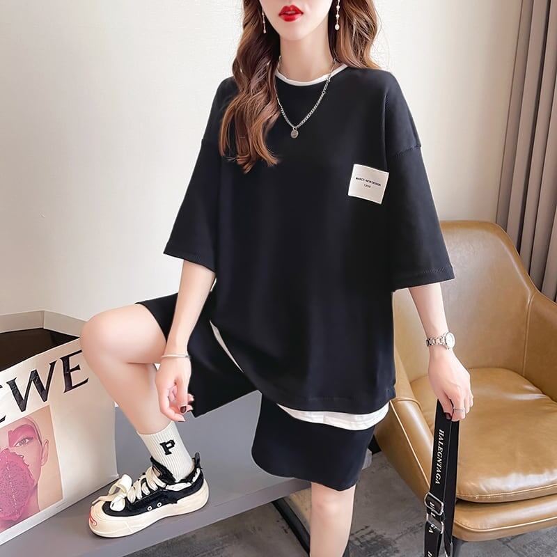 カジュアル 切り替え オシャレ度満点 Tシャツ＋ショートパンツ セットアップ＜U-3554＞