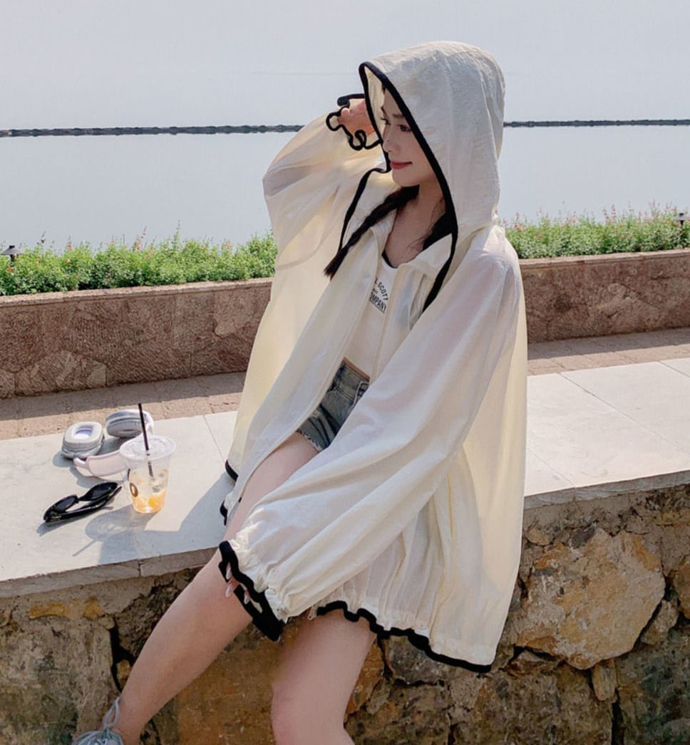 おすすめ ルーズ ファッション 日焼け防止 パーカー<U-8820>