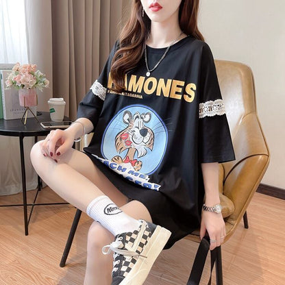 新商品 プリント ファッション ゆったり 全4色 半袖 Tシャツ＜U-11493＞