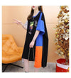 レイジーカジュアルプリント半袖Tシャツルーズデザインワンピース<2879>