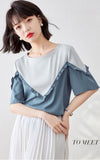 【半額！期間限定！！】 ファッション 定番シンプル 上質 シフォン 半袖<U-6595>