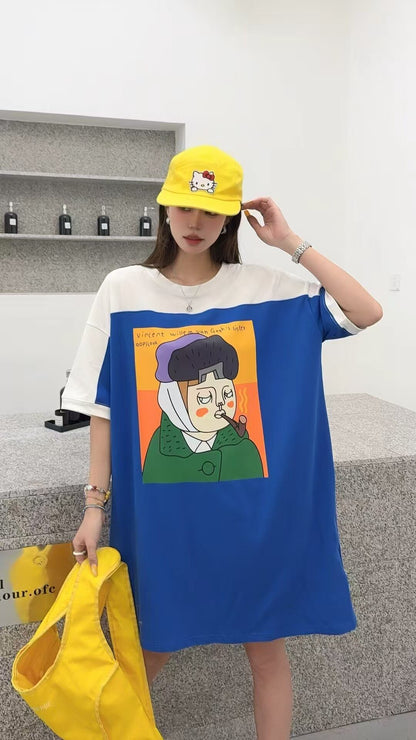 おすすめ 好感度UP 海外トレンド カジュアル 全3色 半袖 Tシャツ ワンピース ＜U-11556＞