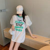 話題沸騰中 パフスリーブ ファッション プリント 全2色 半袖 Tシャツ <U-8662>