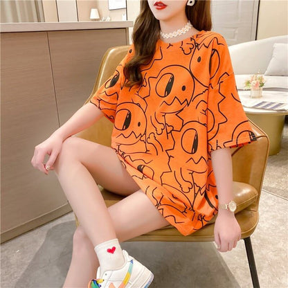 カジュアル 切り替え ファッション プリント Tシャツ カットソー＜U-3484＞